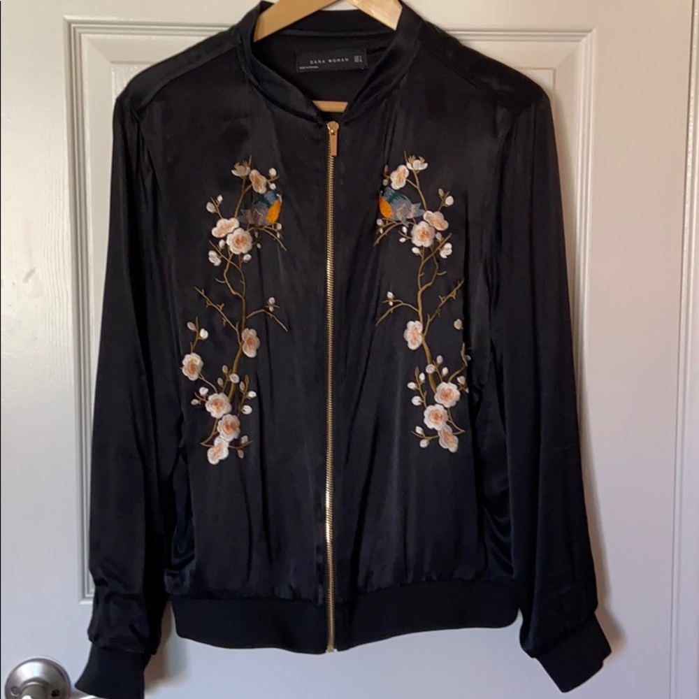 Zara embroidery bomber jacket